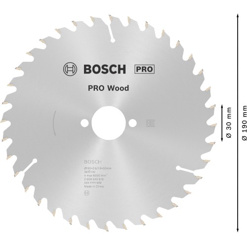 Hoja de sierra circular PRO Wood, 190 x 2,6 x 30 mm, T36