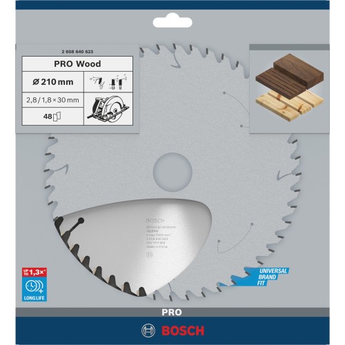 Hoja de sierra circular PRO Wood, 210 x 2,8 x 30 mm, T48
