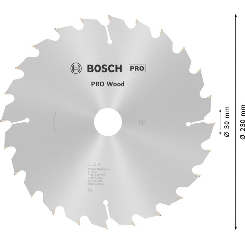 Hoja de sierra circular PRO Wood, 230 x 2,8 x 30 mm, T24