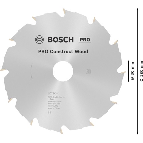 Hoja de sierra circular PRO Construct Wood, 180 x 2,6 x 30 mm
