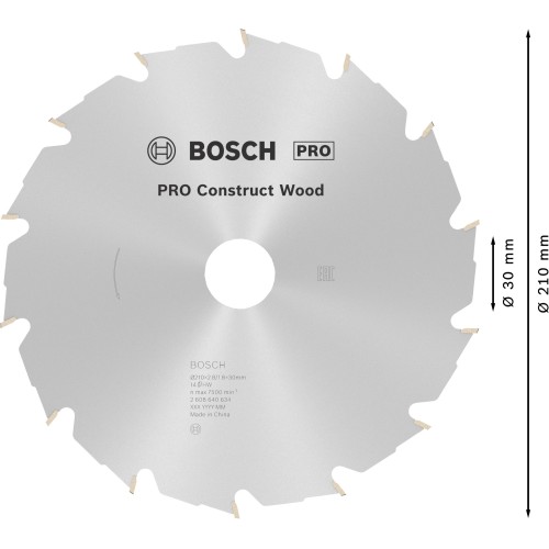 Hoja de sierra circular PRO Construct Wood, 210 x 2,8 x 30 mm