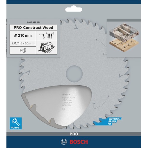 Hoja de sierra circular PRO Construct Wood, 210 x 2,8 x 30 mm