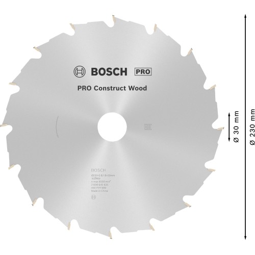 Hoja de sierra circular PRO Construct Wood, 230 x 2,8 x 30 mm