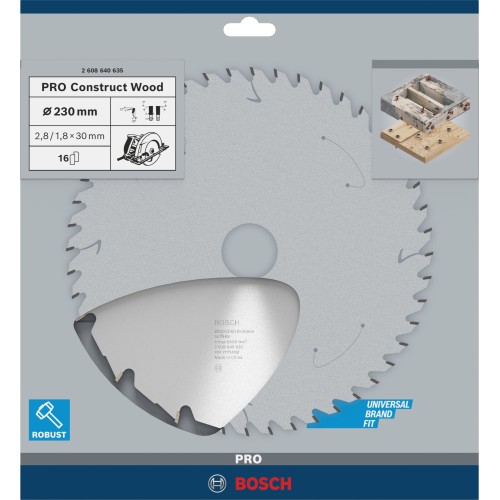 Hoja de sierra circular PRO Construct Wood, 230 x 2,8 x 30 mm