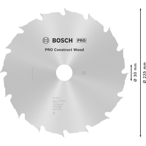 Hoja de sierra circular PRO Construct Wood, 235 x 2,8 x 30 mm