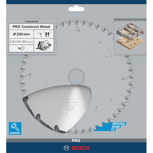 Hoja de sierra circular PRO Construct Wood, 235 x 2,8 x 30 mm