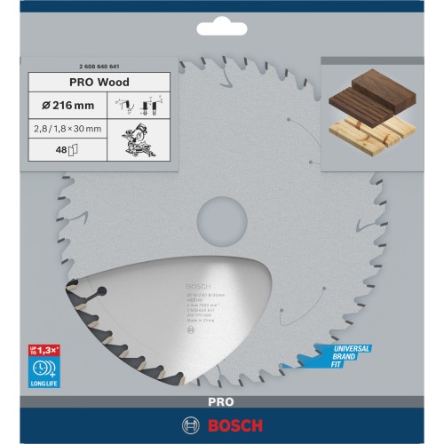 Hoja de sierra circular PRO Wood, 216 x 2,8 x 30 mm, T48