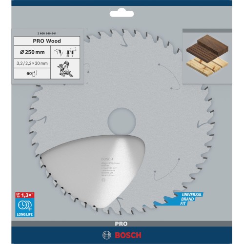 Hoja de sierra circular PRO Wood, 250 x 3,2 x 30 mm, T60