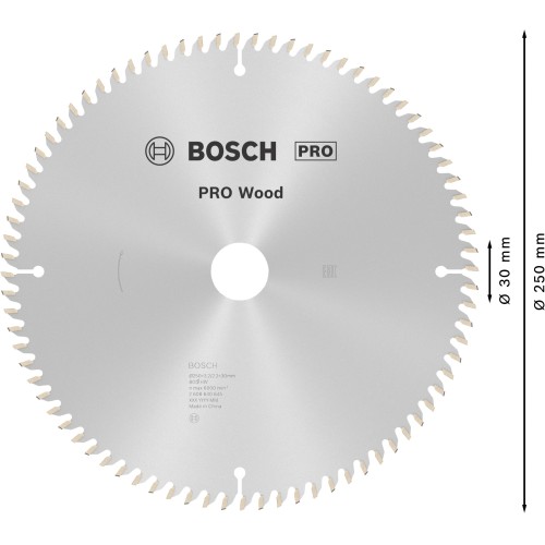 Hoja de sierra circular PRO Wood, 250 x 3,2 x 30 mm, T80