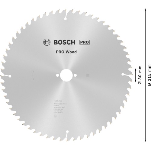 Hoja de sierra circular PRO Wood, 315 x 3,2 x 30 mm, T80