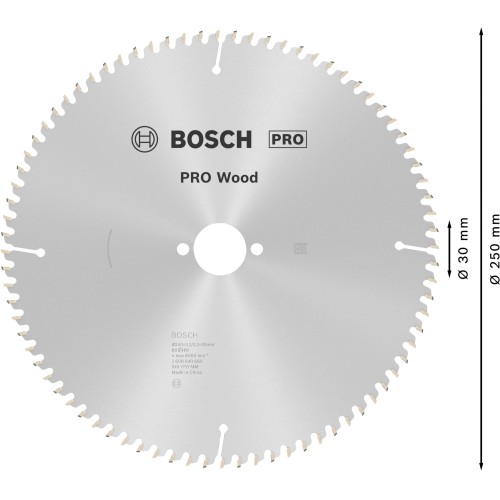 Hoja de sierra circular PRO Wood, 250 x 3,2 x 30 mm, T80