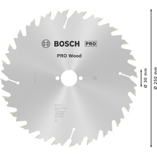 Hoja de sierra circular PRO Wood, 250 x 3,2 x 30 mm, T24