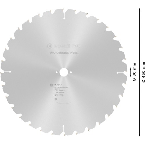 Hoja de sierra circular PRO Construct Wood, 450 x 3,8 x 30 mm