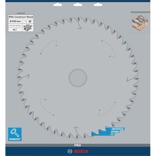 Hoja de sierra circular PRO Construct Wood, 500 x 3,8 x 30 mm