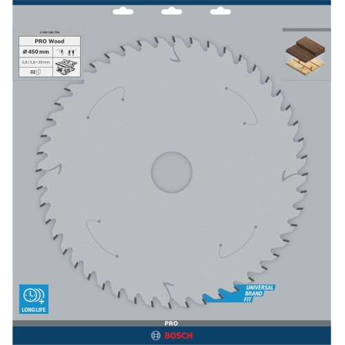 Hoja de sierra circular PRO Wood, 450 x 3,8 x 30 mm