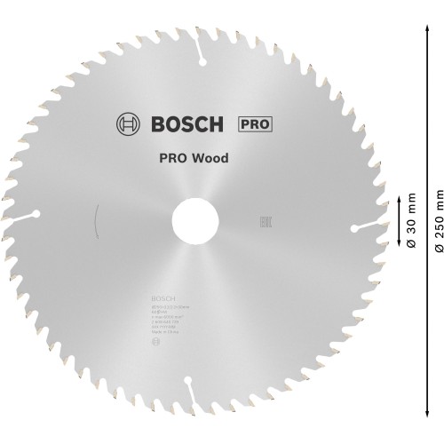 Hoja de sierra circular PRO Wood, 250 x 3,2 x 30 mm, T60