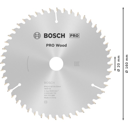 Hoja de sierra circular PRO Wood, 160 x 2,6 x 20 mm, T48