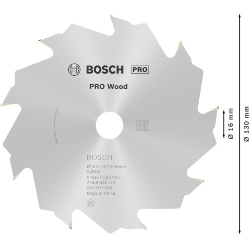 Hoja de sierra circular PRO Wood, 130 x 2 x 16 mm, T9