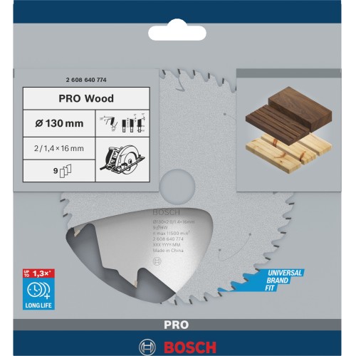 Hoja de sierra circular PRO Wood, 130 x 2 x 16 mm, T9