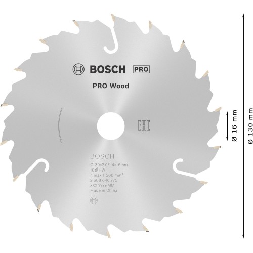 Hoja de sierra circular PRO Wood, 130 x 2 x 16 mm, T18