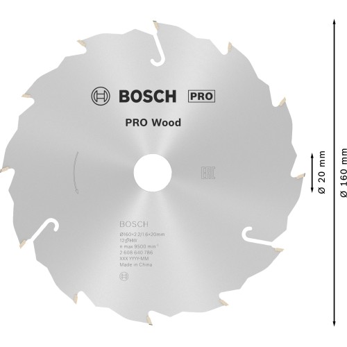 Hoja de sierra circular PRO Wood, 160 x 2,2 x 20 mm, T12