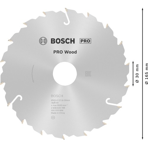 Hoja de sierra circular PRO Wood, 165 x 2,2 x 30 mm, T18