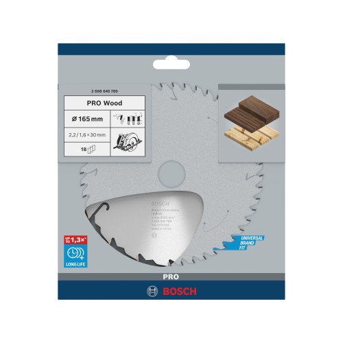 Hoja de sierra circular PRO Wood, 165 x 2,2 x 30 mm, T18