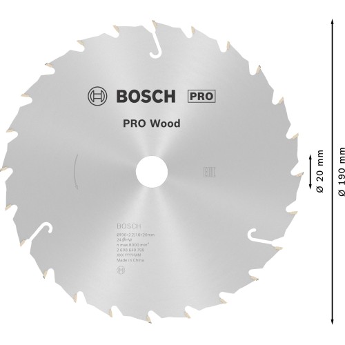 Hoja de sierra circular PRO Wood, 190 x 2,4 x 20 mm, T24