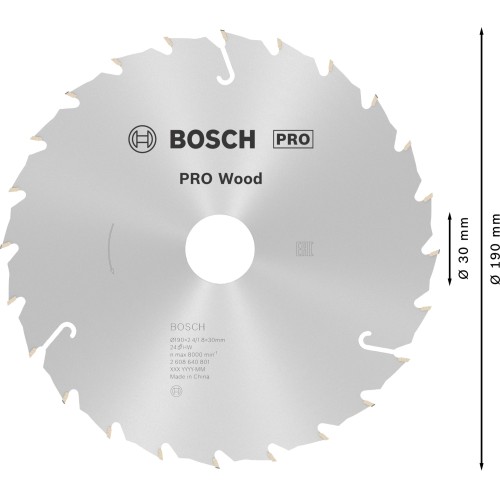 Hoja de sierra circular PRO Wood, 190 x 2,4 x 30 mm, T24