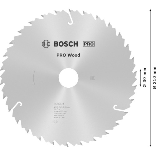 Hoja de sierra circular PRO Wood, 210 x 2,4 x 30 mm, T30