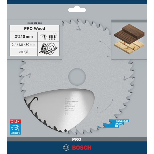 Hoja de sierra circular PRO Wood, 210 x 2,4 x 30 mm, T30