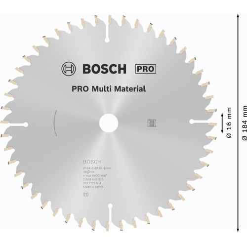 Hoja de sierra circular PRO Multi Material, 184 x 2,4 x 16 mm