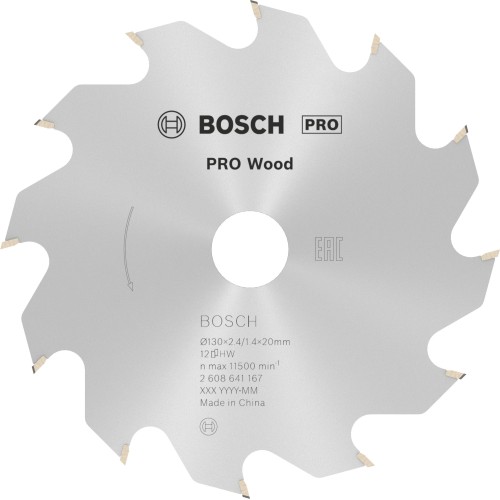 Hoja de sierra circular PRO Wood, 130 x 2,4 x 20 mm, T12