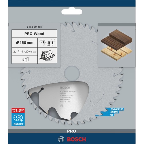 Hoja de sierra circular PRO Wood, 150 x 2,4 x 20 mm, T12