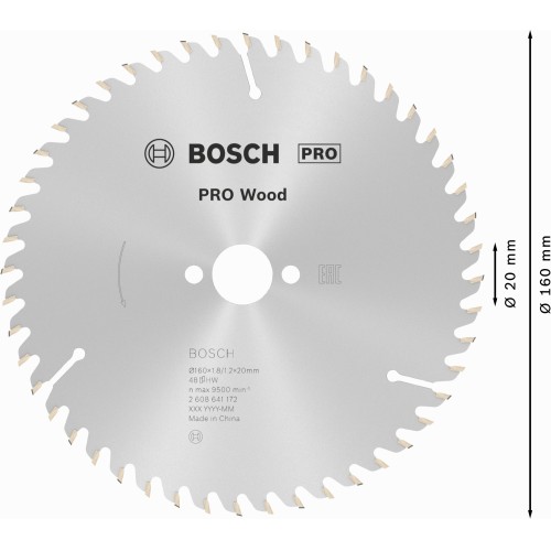 Hoja de sierra circular PRO Wood, 160 x 1,8 x 20 mm, T48