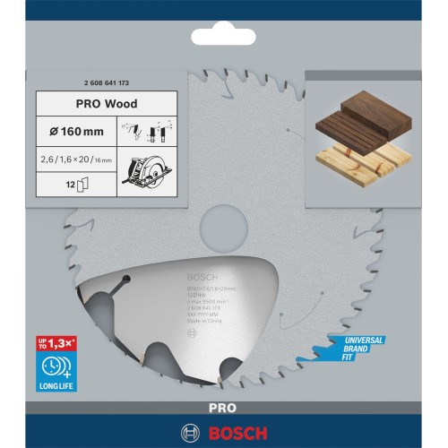 Hoja de sierra circular PRO Wood, 160 x 2,6 x 20 mm, T12