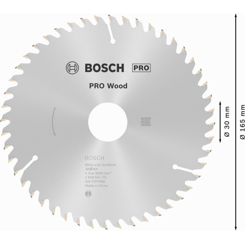 Hoja de sierra circular PRO Wood, 165 x 2,6 x 30 mm, T48