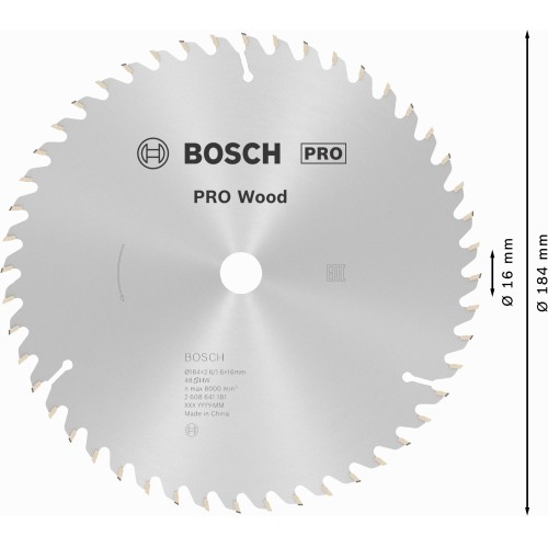 Hoja de sierra circular PRO Wood, 184 x 2,6 x 16 mm, T48