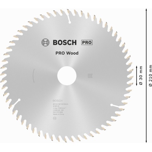 Hoja de sierra circular PRO Wood, 210 x 2,8 x 30 mm, T60