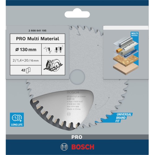 Hoja de sierra circular PRO Multi Material, 130 x 2 x 20 mm