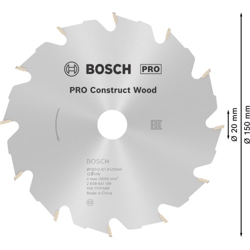 Hoja de sierra circular PRO Construct Wood, 150 x 2,4 x 20 mm