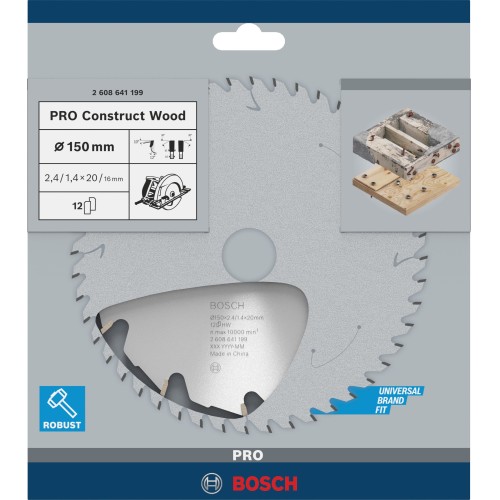 Hoja de sierra circular PRO Construct Wood, 150 x 2,4 x 20 mm
