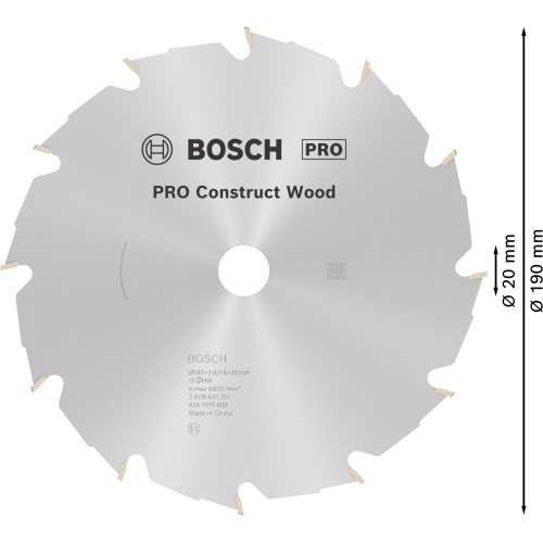 Hoja de sierra circular PRO Construct Wood, 190 x 2,6 x 20 mm