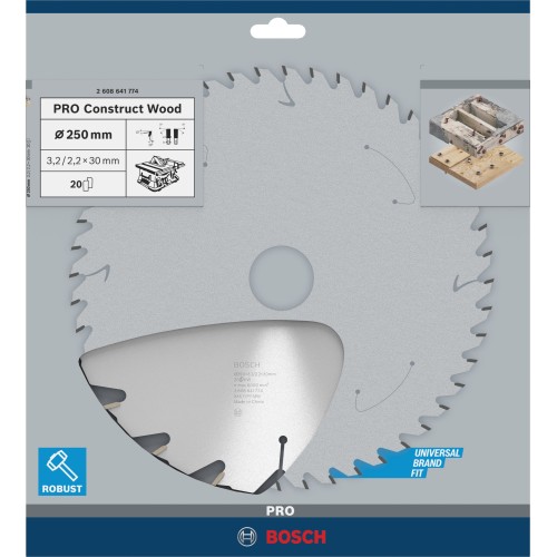 Hoja de sierra circular PRO Construct Wood, 250 x 3,2 x 30 mm
