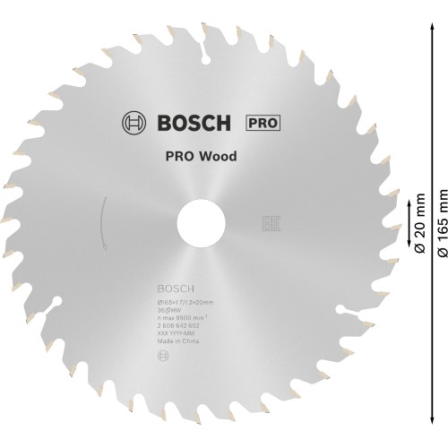 Hoja de sierra circular PRO Wood, 165 x 1,7 x 20 mm, T36