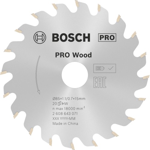 Hoja de sierra circular PRO Wood, 85 x 1,1 x 15 mm