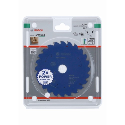 Disco de sierra circular Expert for Wood para sierras sin cables 136 x 1,5/1 x 20 T24