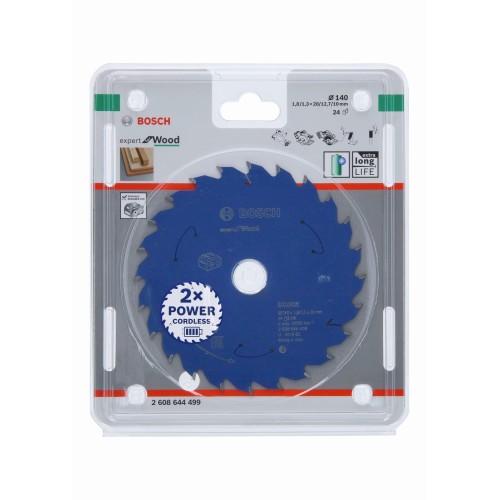 Disco de sierra circular Expert for Wood para sierras sin cables 140 x 1,8/1,3 x 20 T24