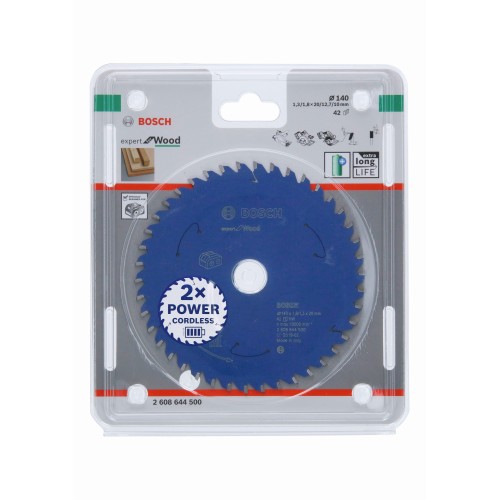 Disco de sierra circular Expert for Wood para sierras sin cables 140 x 1,8/1,3 x 20 T42