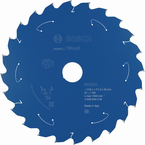 Disco de sierra circular Expert for Wood para sierras sin cables 216 x 1,7/1,2 x 30 T24